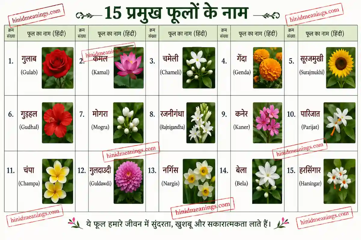 hindi names for flower