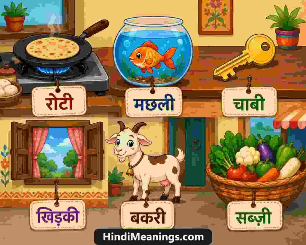 Hindi Ee Ki Matra Words with Pictures -Three letter matra words