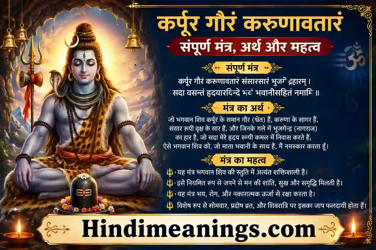 Karpura Gauram Karunavataram Lyrics in Hindi | कर्पूर गौरं करुणावतारं संपूर्ण मंत्र, अर्थ, महत्व और FAQs