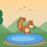 small moral stories in hindi: chinki squirrel sitting by the drying pond