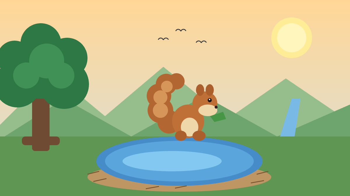 small moral stories in hindi: chinki squirrel sitting by the drying pond